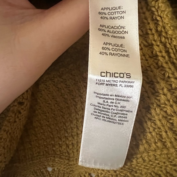 Chico’s Mustard Brown Textured Cowl-Neck Pullover Sweater - Picture 5 of 9